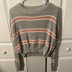 FASHION-NOVA size small grey and pink strip sweater